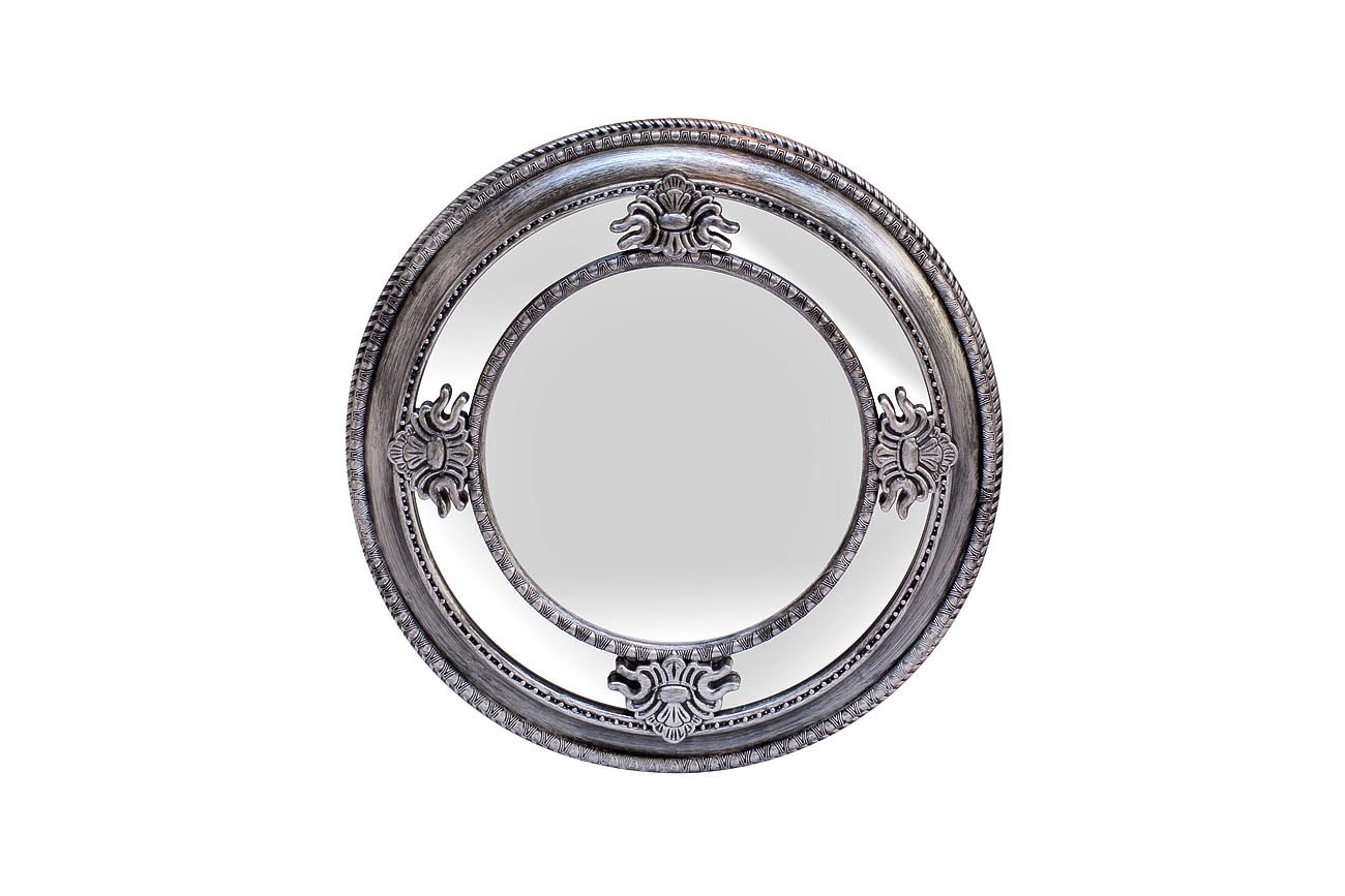 Зеркало круглое в серебристой раме